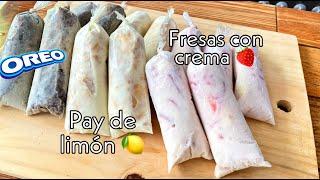 Bolis Gourmet de fresas con cema, galleta oreo y pay de limón bien cremositos¡