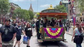 Horse Drawn Street Car Decorated for Disneyland Resort 70th Celebration 4K