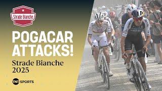 Strade Bianche 2025: Tadej Pogacar ATTACKS and DROPS Tom Pidcock with 19KM to go ‍