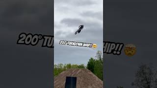 Dirt bike rider attempts 200° backwards whip!! 