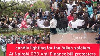 candle lighting for the fallen soldiers at Nairobi CBD Anti Finance bill protesters