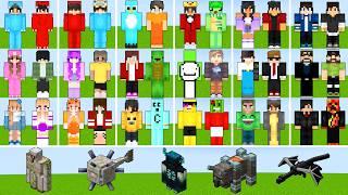 Omz x Cash and Nico x Milo and Chip and JJ and Mikey Maizen x Aphmau x Mongo in Minecraft Mob Battle