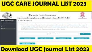 UGC Care list 2023 | UGC care list of journals 2023