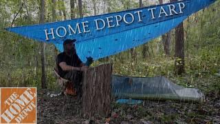 Camping in the Rain | Blue Home Depot Tarp Shelter w/Screen Bivy