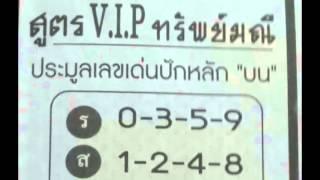 หวยซองสูตร VIP ทรัพย์มณี งวดวันที่ 1/08/58