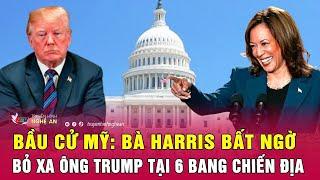 Bầu cử Mỹ: Bà Harris bất ngờ bỏ xa ông Trump tại 6 bang chiến địa