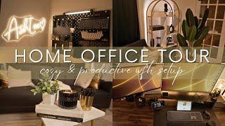 Desk Setup 2024 | Full Office Tour | Cozy & Productive WFH Workspace | Modern & Moody Office