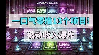 一口气零撸13个挂机depin项目,每月增加3000$被动收入! #Grass #Dawn #Blockmesh #NodePay #Network3 #Gradient #Bless #Pipe