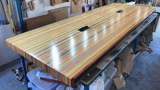 10FT LONG CONFERENCE TABLE MADE OUT OF SKATEBOARDS!