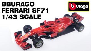 BBURAGO F1 FERRARI SF 71 1/43 SCALE DIECAST MODEL UNBOXING AND REVIEW