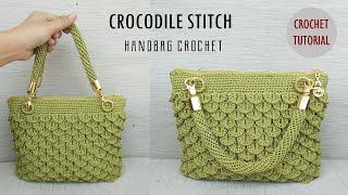 How To Crochet Crocodile Stitch Handbag (Subtitle Available)