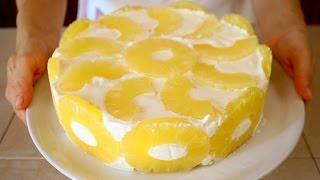 TORTA FREDDA YOGURT & ANANAS Ricetta facile senza cottura - No Bake Pineapple Cake Recipe
