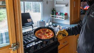 Making Pizza From Scratch Deep in the Forest in my Truck Camper