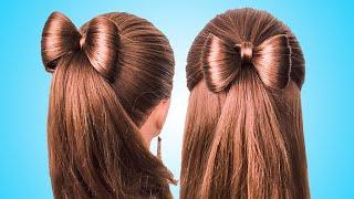 Простые Прически с бантиком на длинные волосы/Coiffure avec noeud papillonlong Hair bow tutorial