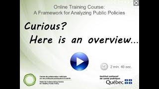 Overview of the Online Course - A Framework for Analyzing Public Policies