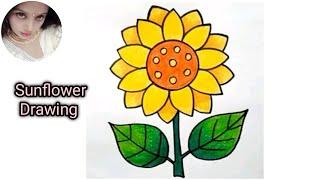 Sunflower Drawing || How to Draw Sunflower Step by Step || Easy Sunflower Drawing  #sunflower