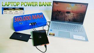 Build a 360.000mAh Laptop Power Bank from 180cell Old 18650 Battery