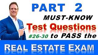 Part 2. REAL ESTATE EXAM Practice Test Questions  #26-30  How to Pass the Real Estate Test  #realtor