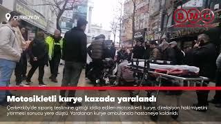 Motosikletli kurye kazada yaralandı