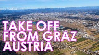 Take Off From Graz (GRZ) Austria - City Views - Lufthansa LH2339 to Munich (MUC) Germany reg D-ACNV