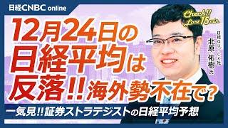 【12月24日(火)東京株式市場】日経平均株価は反落、海外勢不在で薄商い／日本株・ホンダ・日産自、経営統合へ協議：1.1兆円自社株買いも／ストラテジストの25年予想強気ばかり／高島屋決算後⇩年末消費は