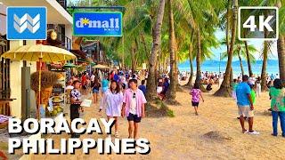 [4K] White Beach Path in Boracay Philippines  Station 1 to 3 Virtual Walking Tour & Travel Guide