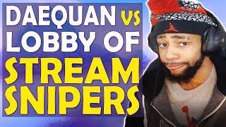 DAEQUAN VS ENTIRE LOBBY OF STREAM SNIPERS | CLUTCHING AND COMMENTATING - (Fortnite Battle Royale)