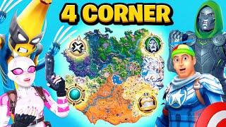 The SUPERHERO 4 CORNER CHALLENGE in Fortnite!