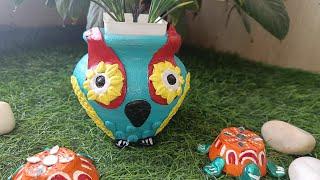 Beautiful Owl Shape Craft from Waste Clay Pot #viral #diy #priyanka #bestoutofwaste #homedecor