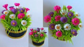 DIY Flower Pot Decorative Showpiece / Paper Craft / Easy Home Decor Ideas / Flower Pot Making ideas