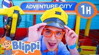 Blippi Explores Adventure City Vehicles | Blippi | Kids Songs | Moonbug Kids