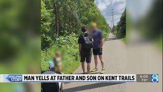 Video shows cyclist tell dad to put his toddler 'on a leash' on Kent Trails