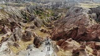 Kapadokya Kızıl Vadi Peribacaları (Cappadocia Redvalley fairy chimneys aerial footage) Dji mavic air