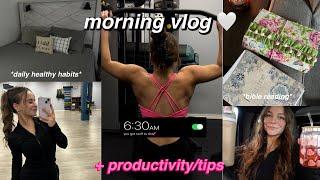 my *realistic* 6:00AM morning routine: healthy habits, upper body routine, productivity, 2024 goals