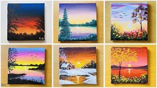 6 Easy Sunset Acrylic Painting for Beginners / Acrylic Painting