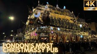  London’s Most Christmassy Pub  | Kensington Walk Including Churchill Arms on BUSY Saturday [4K]