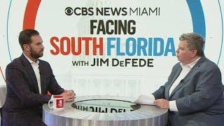 Florida Speaker of the House Danny Perez sits with Jim DeFede