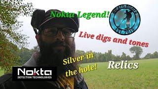 Silver in the hole!! Nokta Legend live digs metal detecting a colonial farm