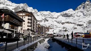 Breuil-Cervinia alpine resort at the foot of the Matterhorn, Aosta Valley, Italy