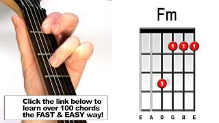 How to play Fm Guitar Chord - Beginners Acoustic Electric Lesson