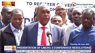 Jeremiah Kioni tells off Limuru III Conference critics as he submits resolutions to Raila Odinga!!