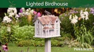 Kingsgate Cottage Lighted Birdhouse and Pole SKU# 59C97 - Plow & Hearth