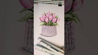 Скетч маркерами. Весна. #иллюстрации #скетч #8марта #drawing #sketch #sketchmarker