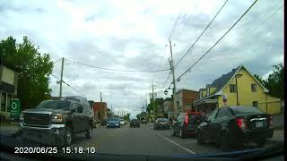 Driving down Queen street in Rawdon, Quebec,Canada.