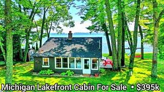 Michigan Lakefront Cabin For Sale | Michigan Waterfront 3 Season Log Cabin For Sale| Lakefront Homes