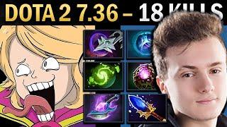 Invoker Gameplay Miracle with 18 Kills and Gear - Dota 2 7.36