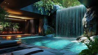 Tranquil Escape: Forest Villa, Cascading Waterfall, Infinity Pool & Calming Nature Sounds 