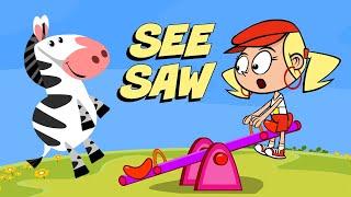 Kids songs - SEE SAW by Preschool Popstars - cartoon children's music video with animals and pirates