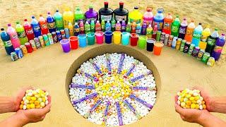 Mentos Rainbow mix vs Big Coca-Cola Bottled, Fanta, Schweppes, Monster and Chupa Chups Underground