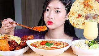 INDIAN FOOD FEAST Chicken Makhani Curry Tandoori Chicken Samosa Naan ASMR Mukbang Eating Show